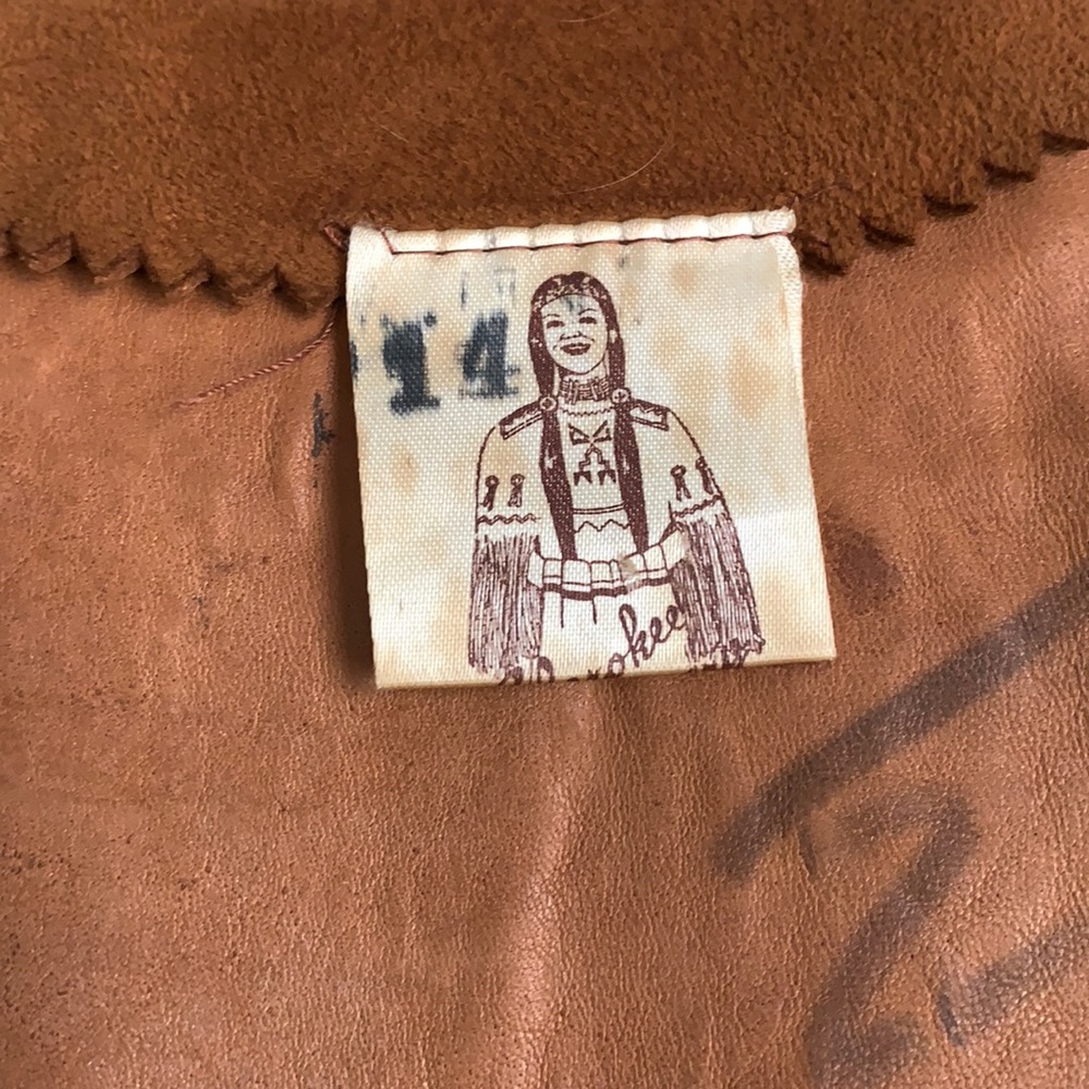 Vintage 70s Suede Fringe Vest M - Picture 9 of 10